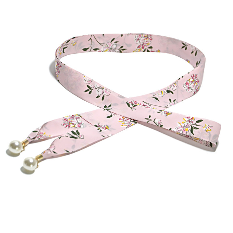 canvas pearl pendant thin waist rope