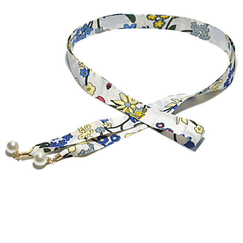 canvas pearl pendant thin waist rope