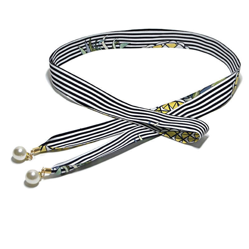 canvas pearl pendant thin waist rope