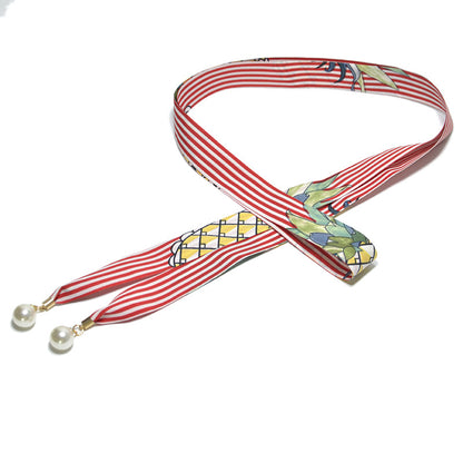 canvas pearl pendant thin waist rope