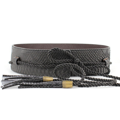 Gold rope fringed strap belt