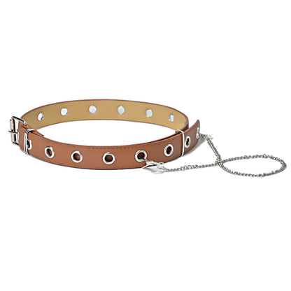 Punk punched eye chain belt