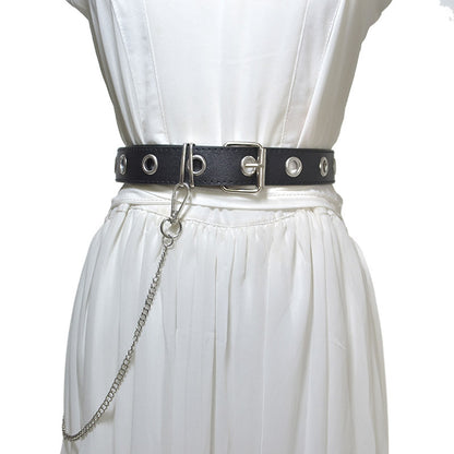 Punk punched eye chain belt