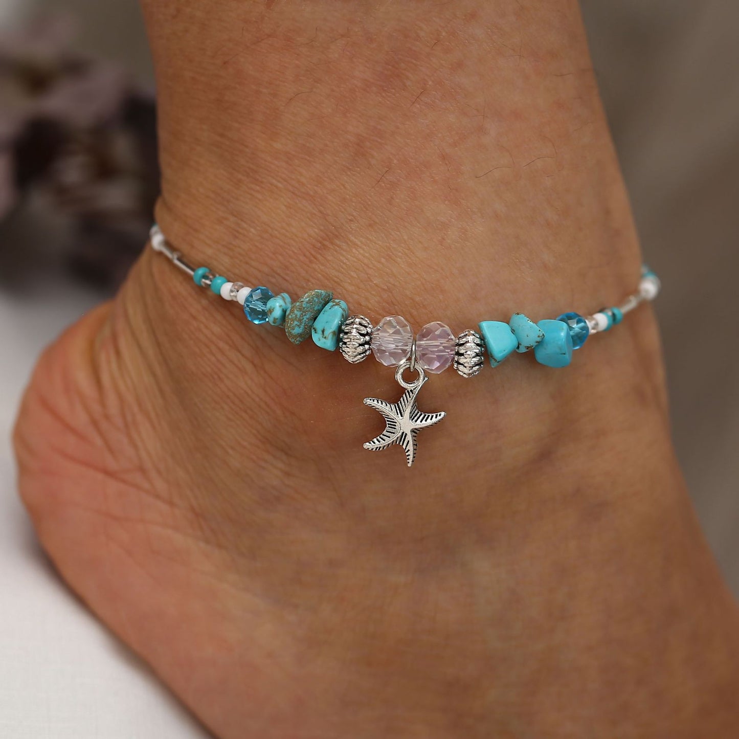 Starfish & Rice Bead Anklet