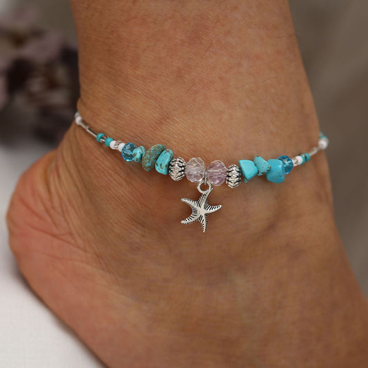 Starfish & Rice Bead Anklet