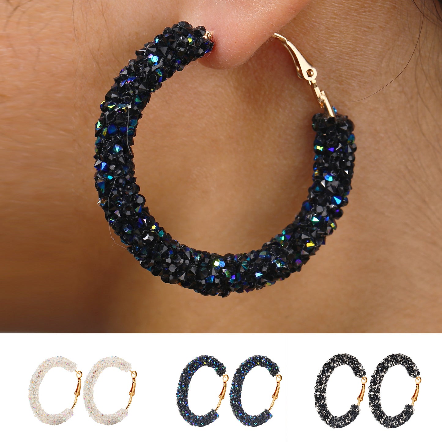 Retro Crystal Circle Earrings