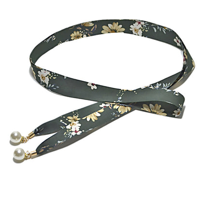 canvas pearl pendant thin waist rope