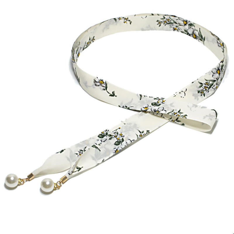 canvas pearl pendant thin waist rope