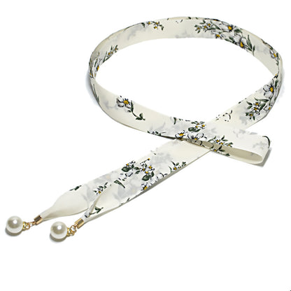 canvas pearl pendant thin waist rope