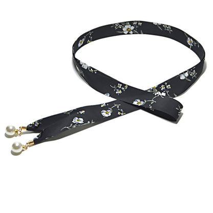 canvas pearl pendant thin waist rope