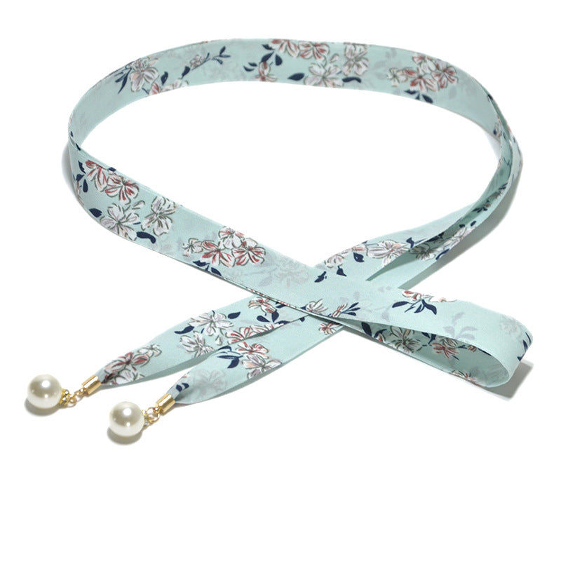 canvas pearl pendant thin waist rope