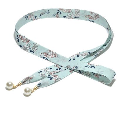 canvas pearl pendant thin waist rope