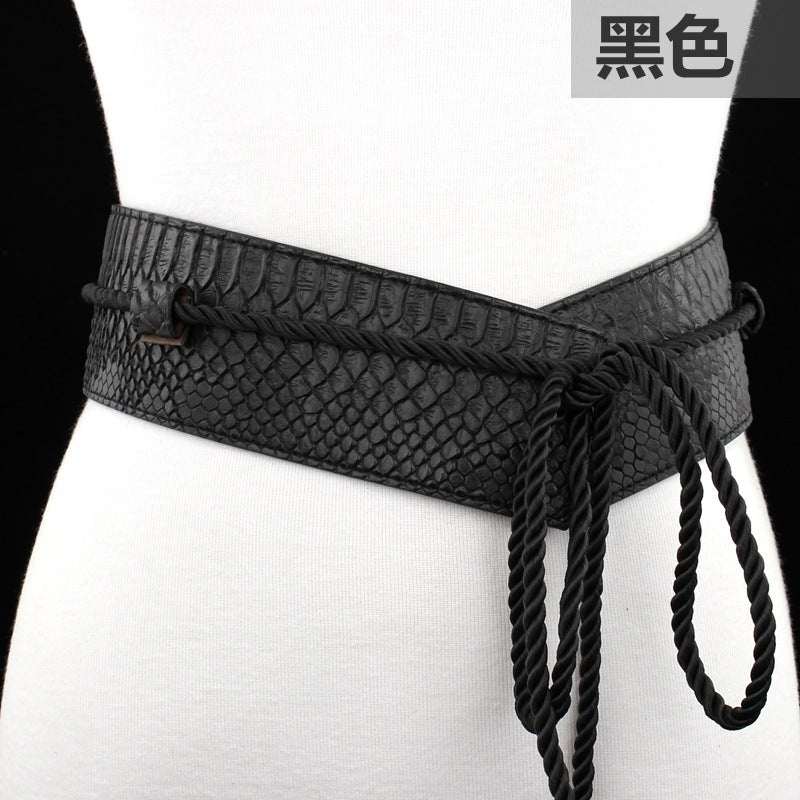 Gold rope fringed strap belt