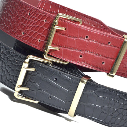 Crocodile pattern imitation leather pin buckle waist seal