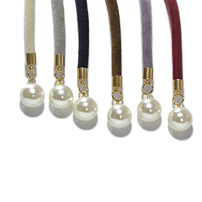 Flannel belt, pearl embellished thin waist chain