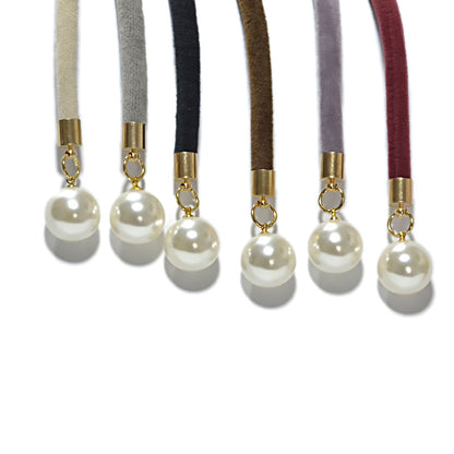 Flannel belt, pearl embellished thin waist chain