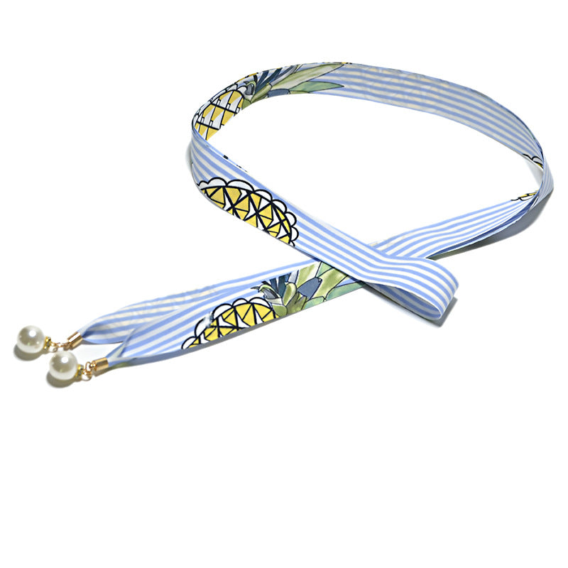 canvas pearl pendant thin waist rope