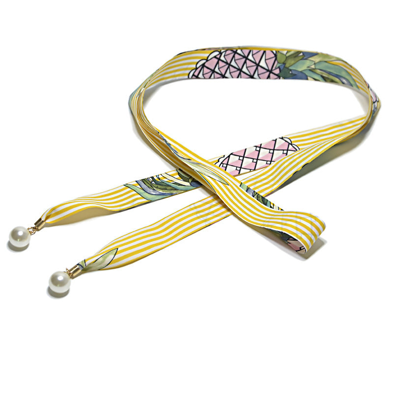 canvas pearl pendant thin waist rope