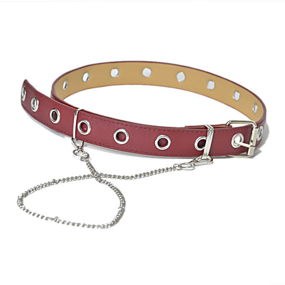 Punk punched eye chain belt