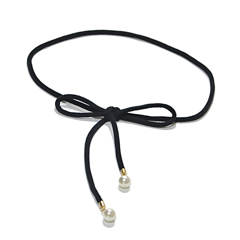 Flannel belt, pearl embellished thin waist chain