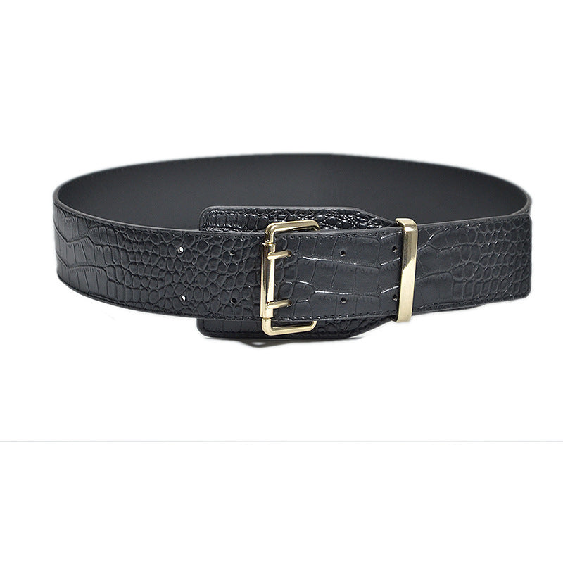 Crocodile pattern imitation leather pin buckle waist seal