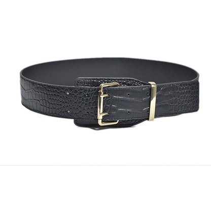 Crocodile pattern imitation leather pin buckle waist seal