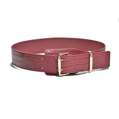 Crocodile pattern imitation leather pin buckle waist seal