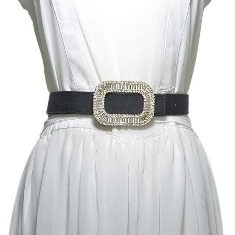 Rhinestone inlaid decorative belt