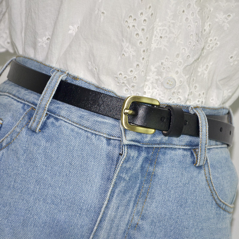 fashion Real cowhide thin belt