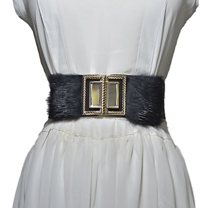 Rabbit fur decorative waist seal