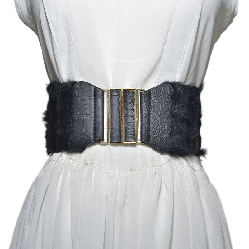 Rabbit fur decorative waist seal