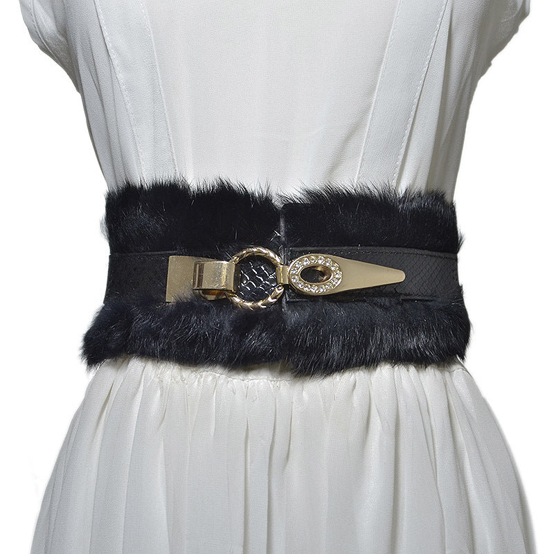 Rabbit fur decorative waist seal