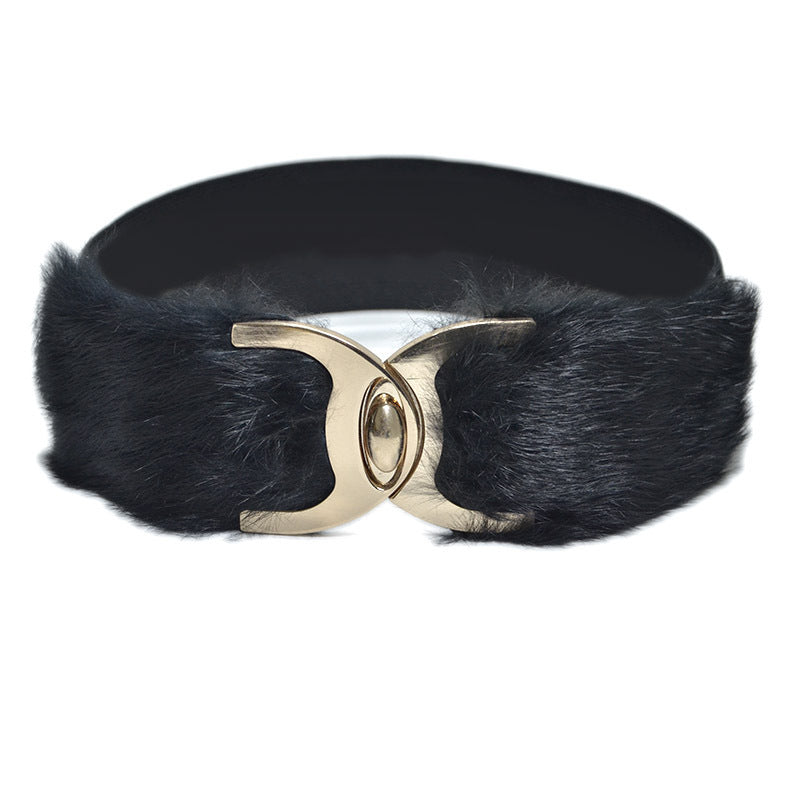 Rabbit fur decorative waist seal