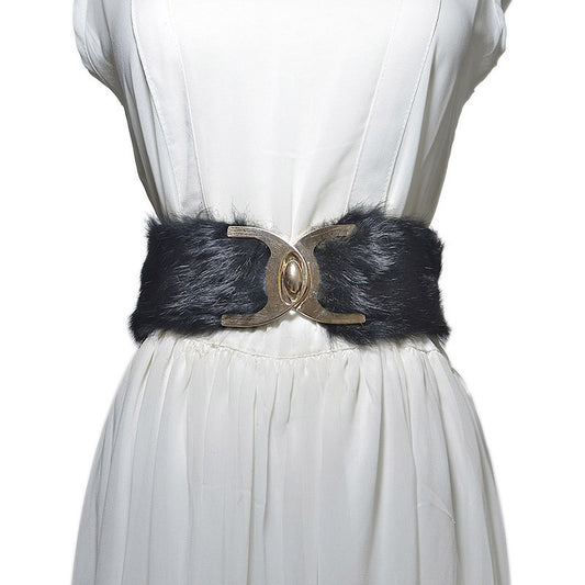 Rabbit fur decorative waist seal