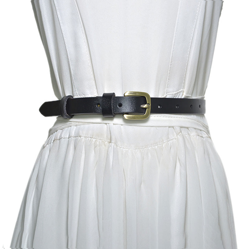 fashion Real cowhide thin belt