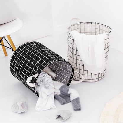 Cotton-Linen Laundry Hamper, Foldable Storage Bin