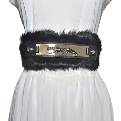 Rabbit fur decorative waist seal