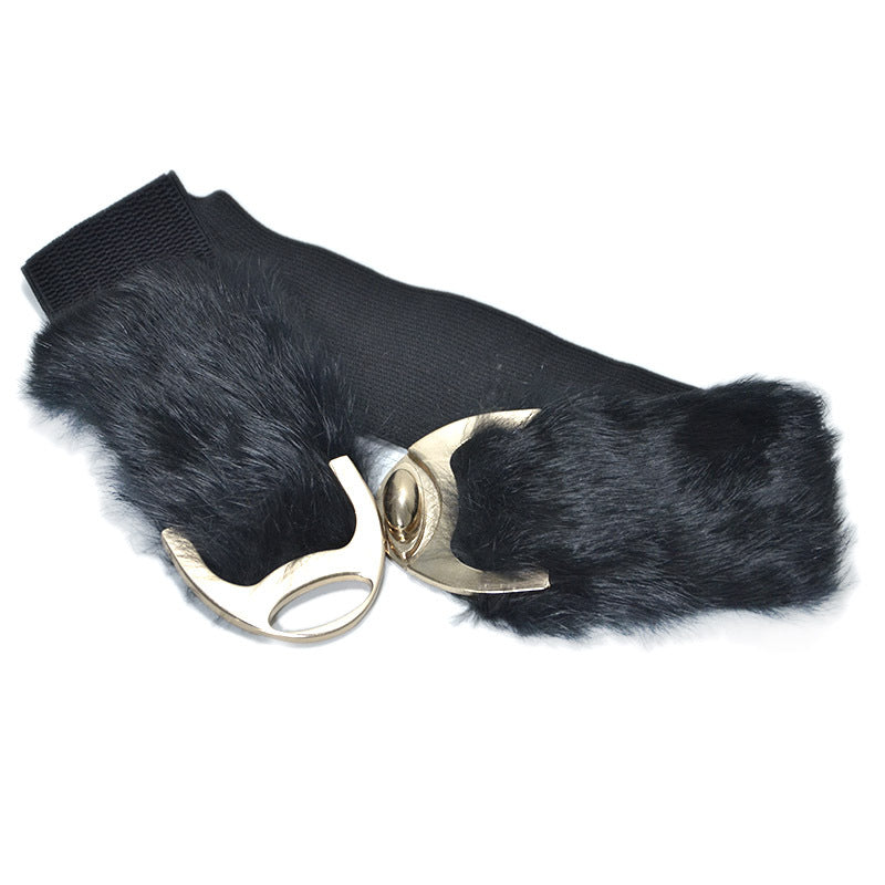 Rabbit fur decorative waist seal