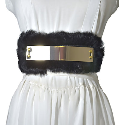 Rabbit fur decorative waist seal