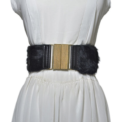 Rabbit fur decorative waist seal