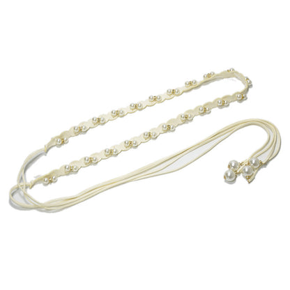 Casual pearl inlaid decorative strap waist rope
