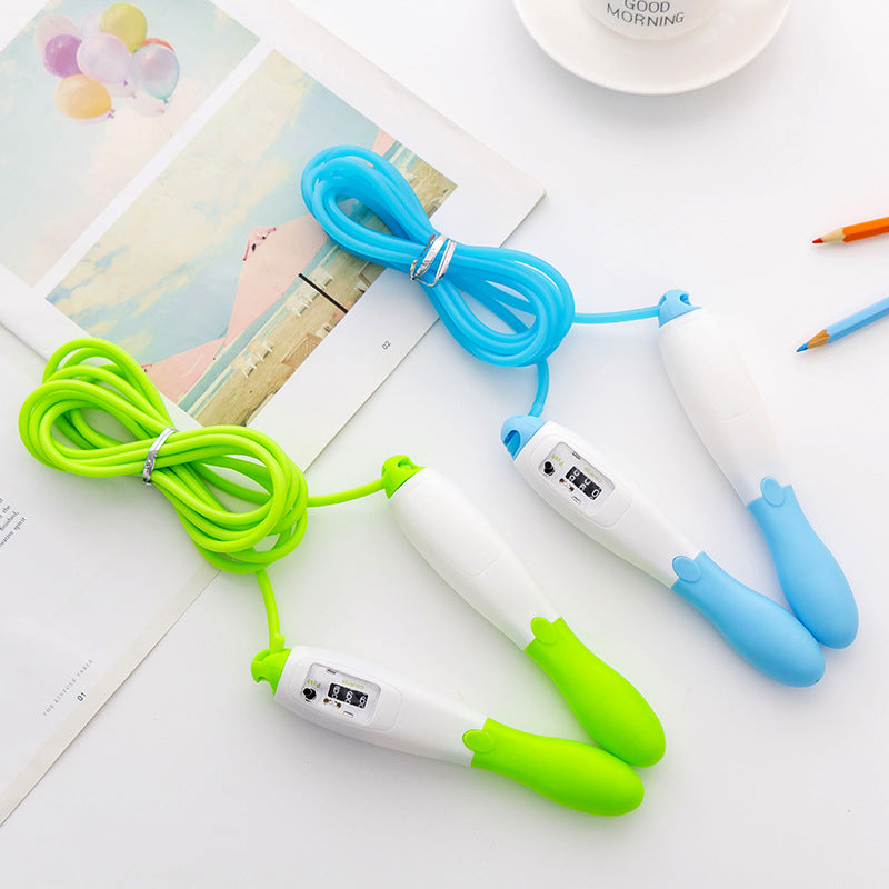 Adjustable Rubber Skipping Rope for Students, Fitness Counting Jump Rope