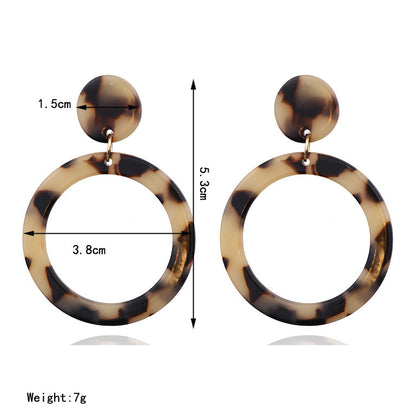 Exaggerated geometric acrylic leopard print earrings