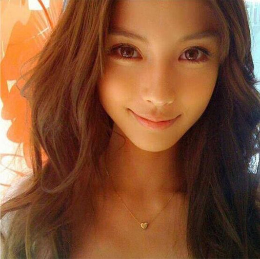 Copper peach heart simple collarbone necklace