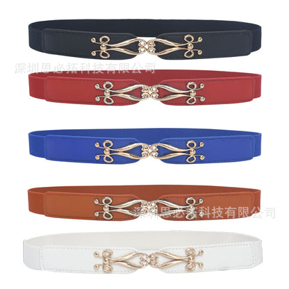 Blue women's elastic elastic narrow waist seal