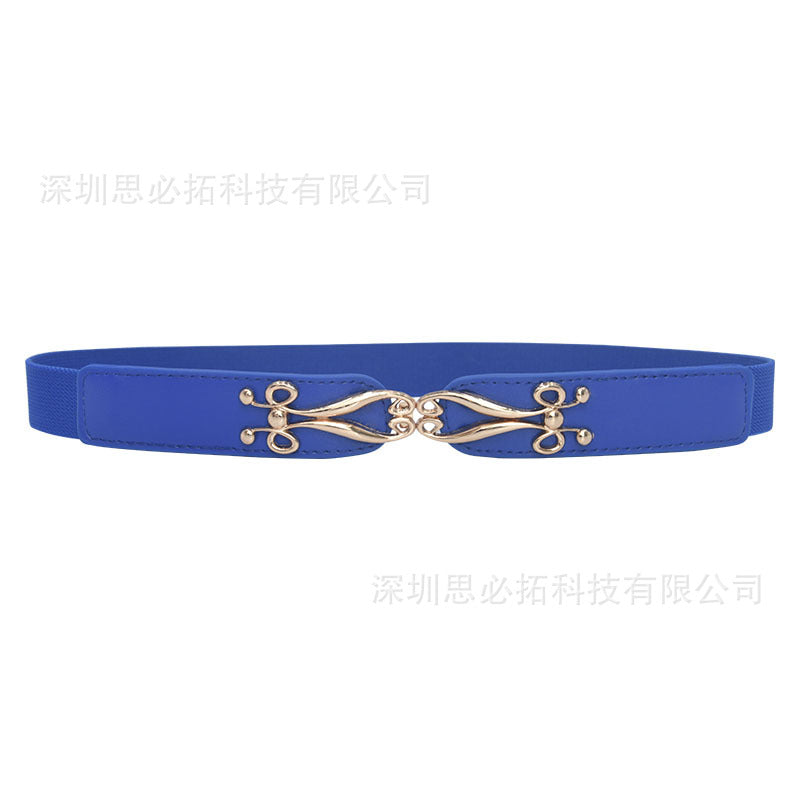 Blue women's elastic elastic narrow waist seal