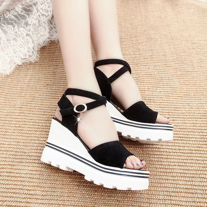 Thick-soled flat-soled fish mouth shoes wholesale