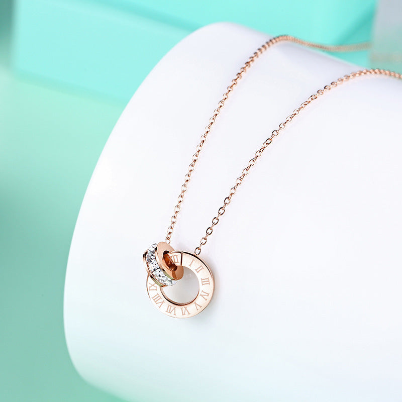 18K rose gold titanium steel necklace