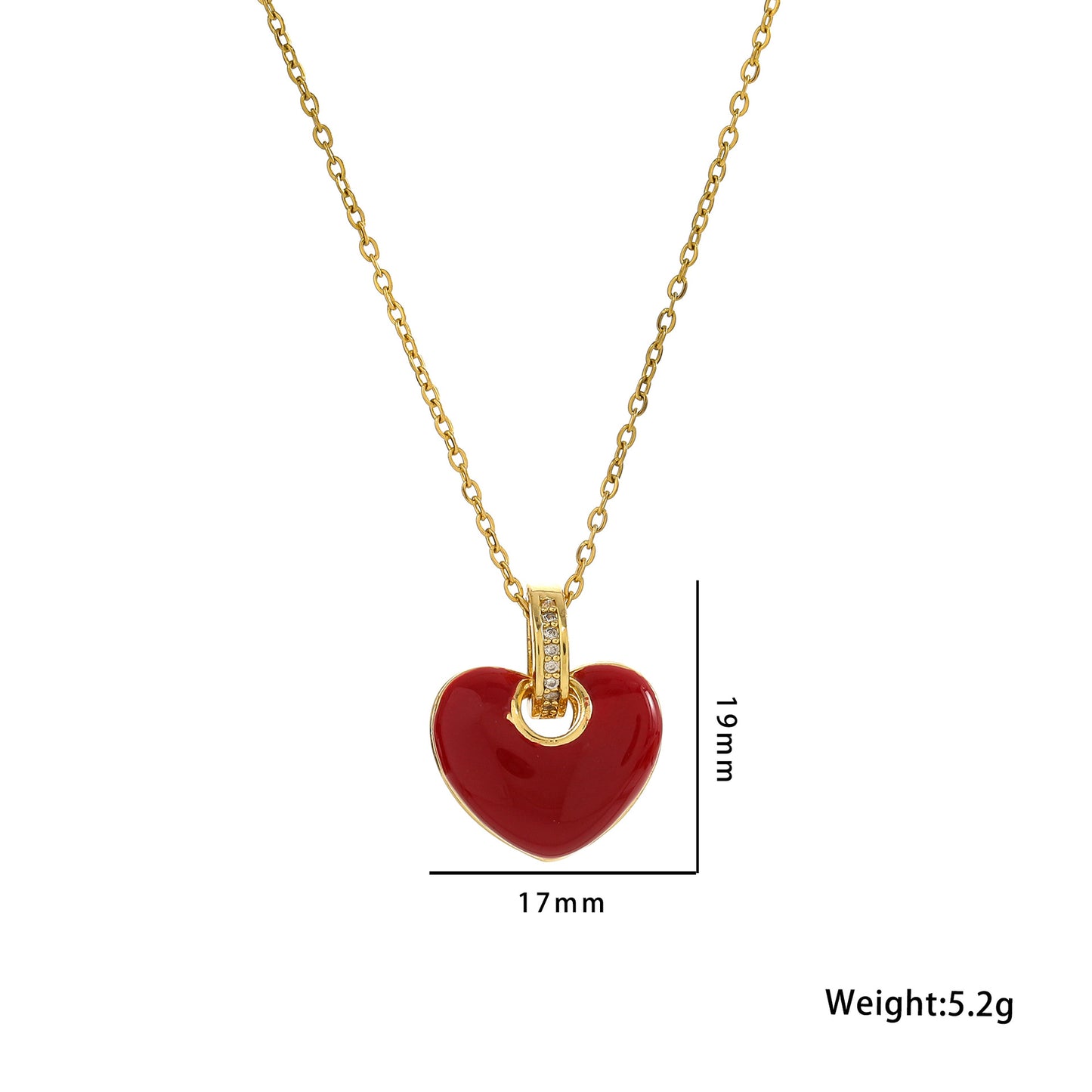 Enamel Heart Pendant Necklace, Simple and Stylish