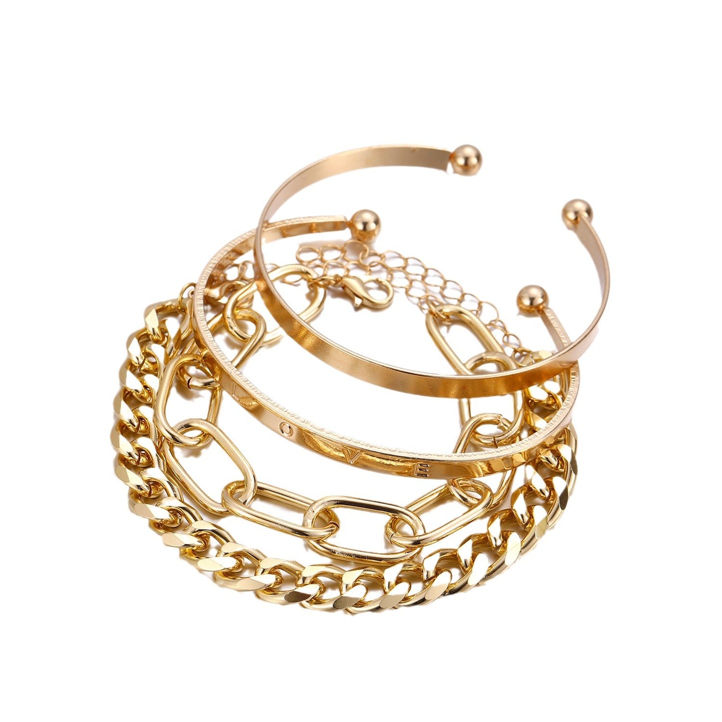 Bohemian Geometric Love Chain Bracelets (4-Piece Set)